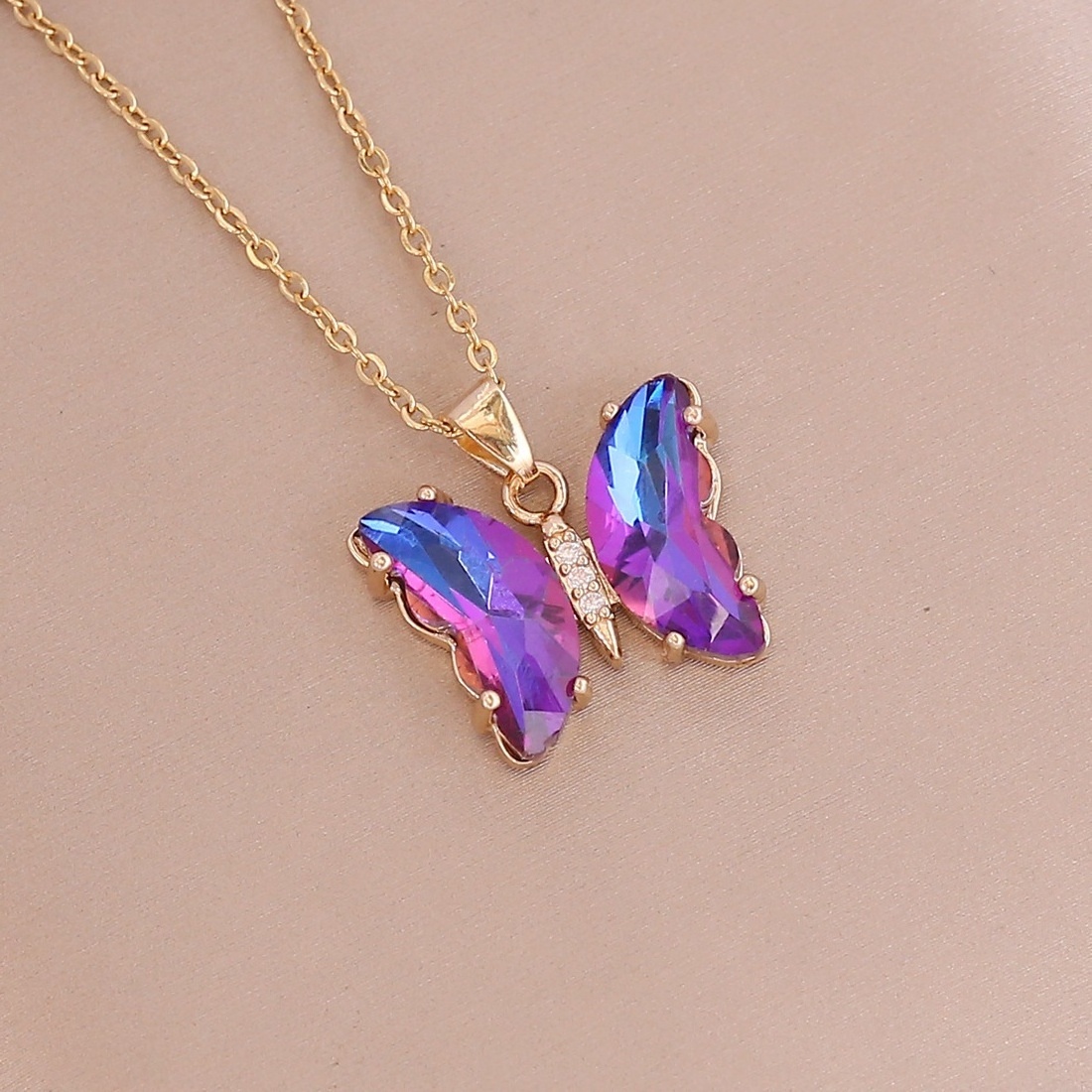 Gradual butterfly New Personality Fashion Clavicle Chain Necklace Gradient Butterfly Pendant Stainless Steel Jewelry for Women