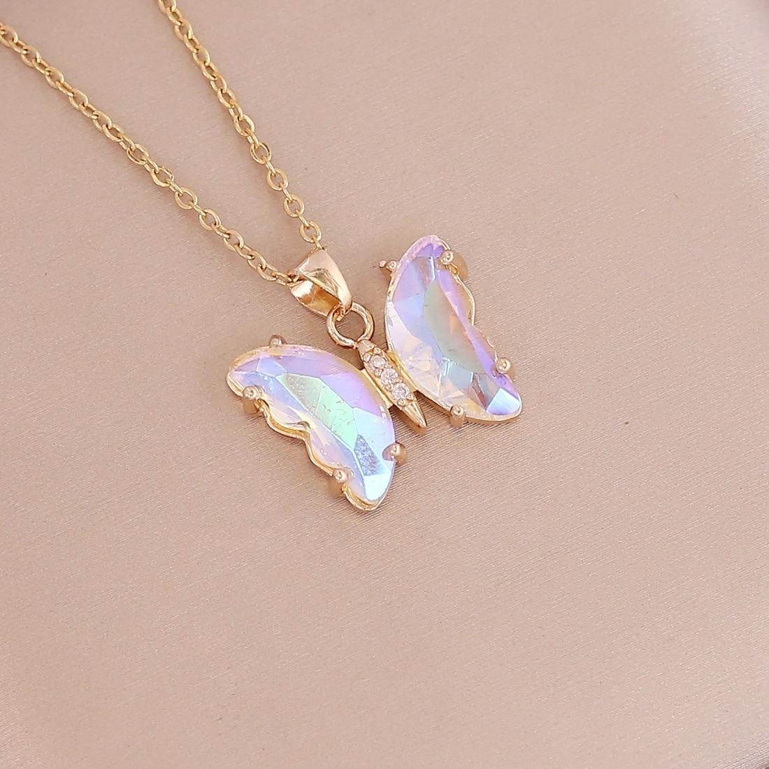 Gradual butterfly New Personality Fashion Clavicle Chain Necklace Gradient Butterfly Pendant Stainless Steel Jewelry for Women