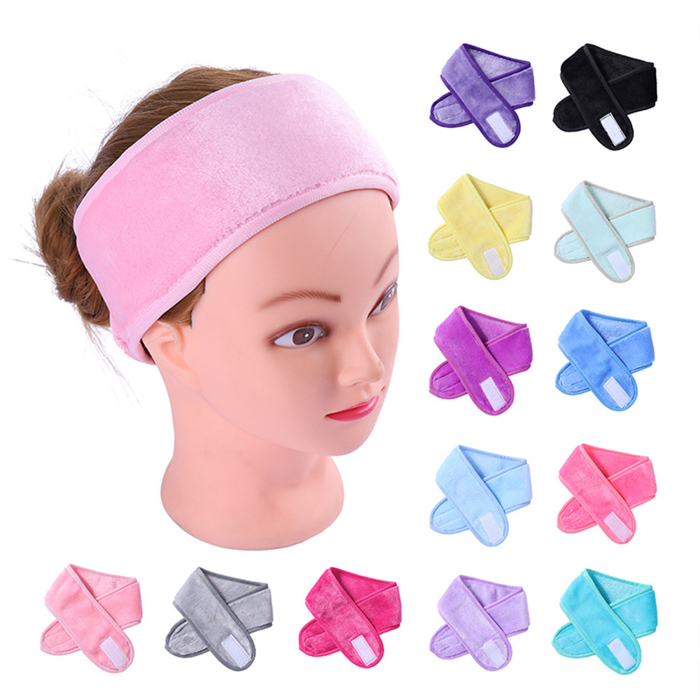 Spa Headband for Women Adjustable Makeup Hair Band with Magic Tape,Head Wrap for Face Care, Makeup and Sports