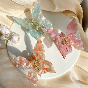 Latest Design Promotional Colorful Korean Hair Claw Clips Acetate Butterfly Hair Clip Claw For Girl