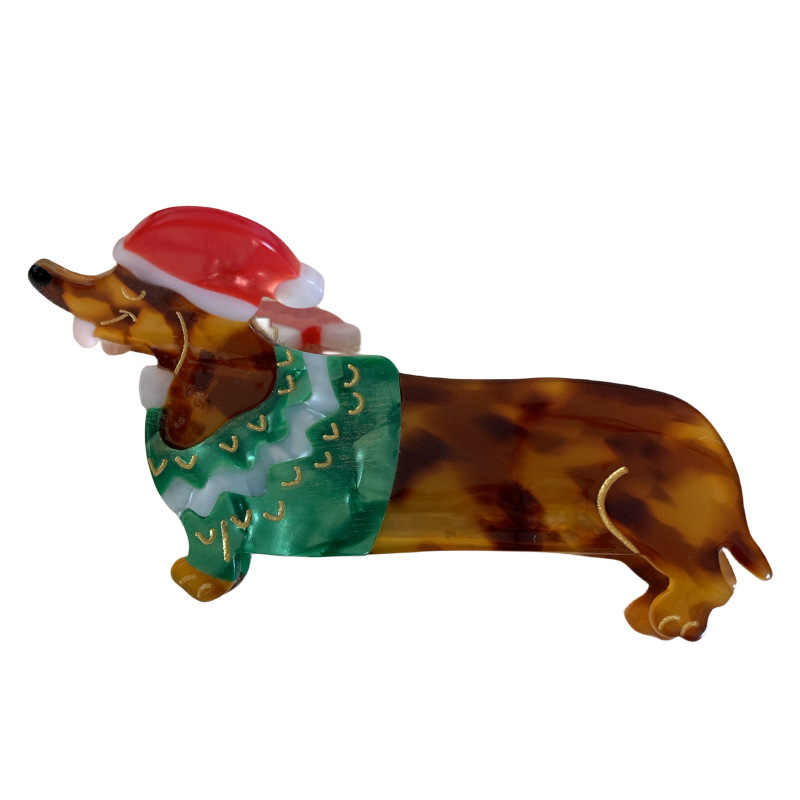 ZHENXIN New New Year Cartoon Dog Dachshund Cute Hair Accessories Acetic Acid Claw Clip Animal  Christmas Accessories