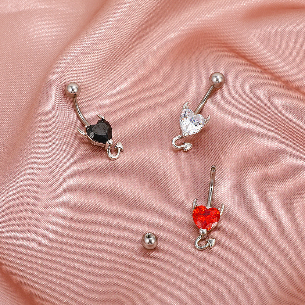 Higher Quality Heart Navel Belly Button Rings Red Belly Piercing Stainless Steel Body Jewelry Women Gift