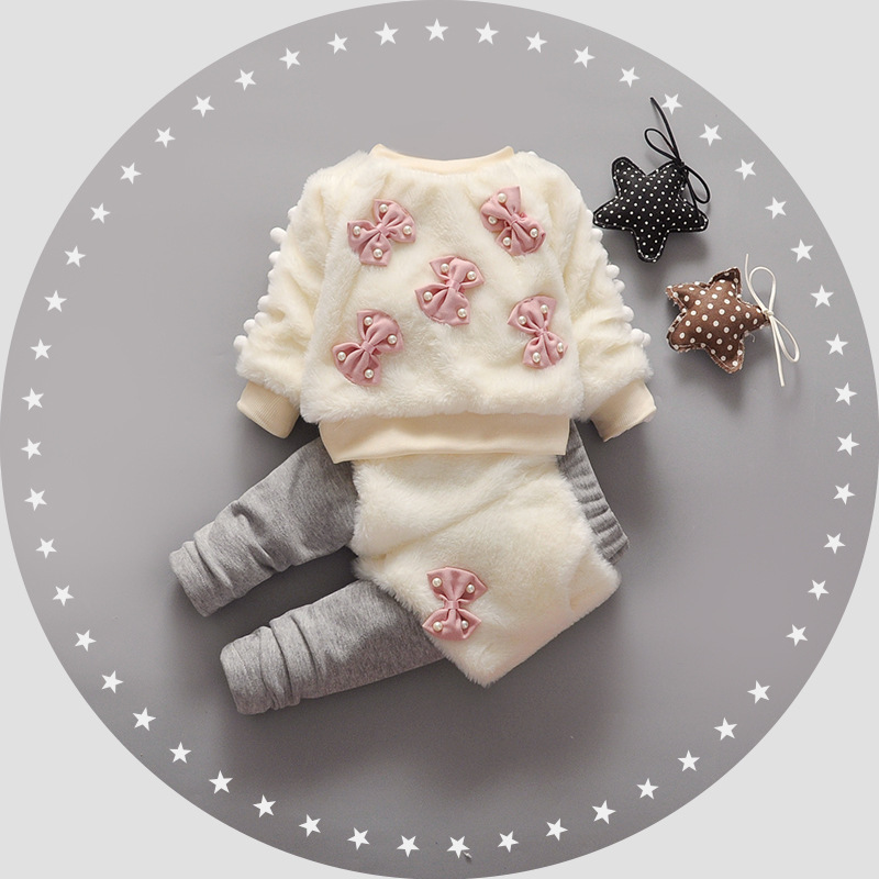 Newest Coat and Tutu Children Knitted Cotton Outfit For Baby Girl Winter Warm Outfit Set With Bow