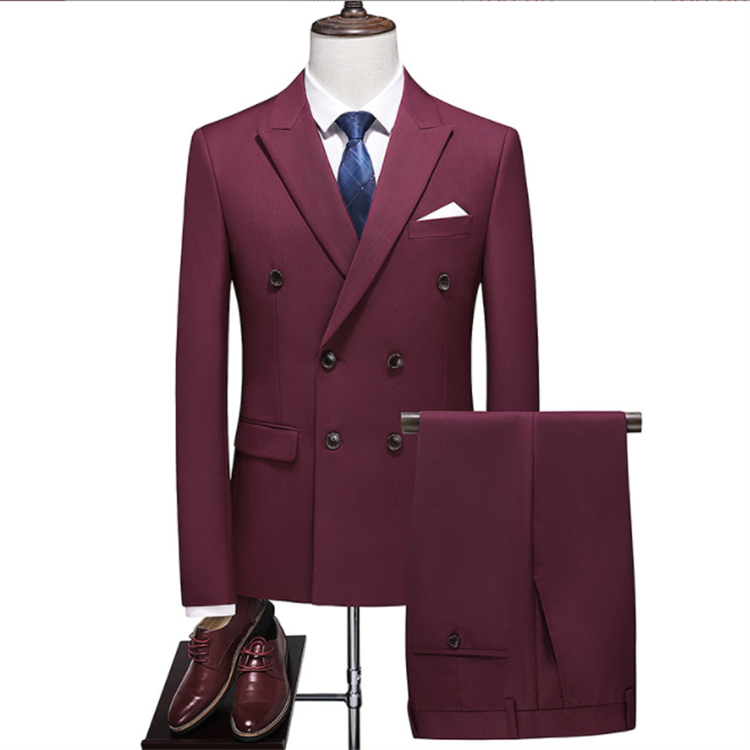 Men's Suits Double Breasted Two Pieces Top + Pants Men's Business Suit Jacket Pants Wedding Suits