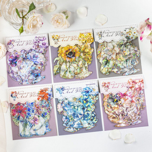 STICKERS PUNK 10 Pcs/pack 3D Vase Flower Stickers with Gold Holographic Large Floral Stickers Set for Journaling Supplies 04928