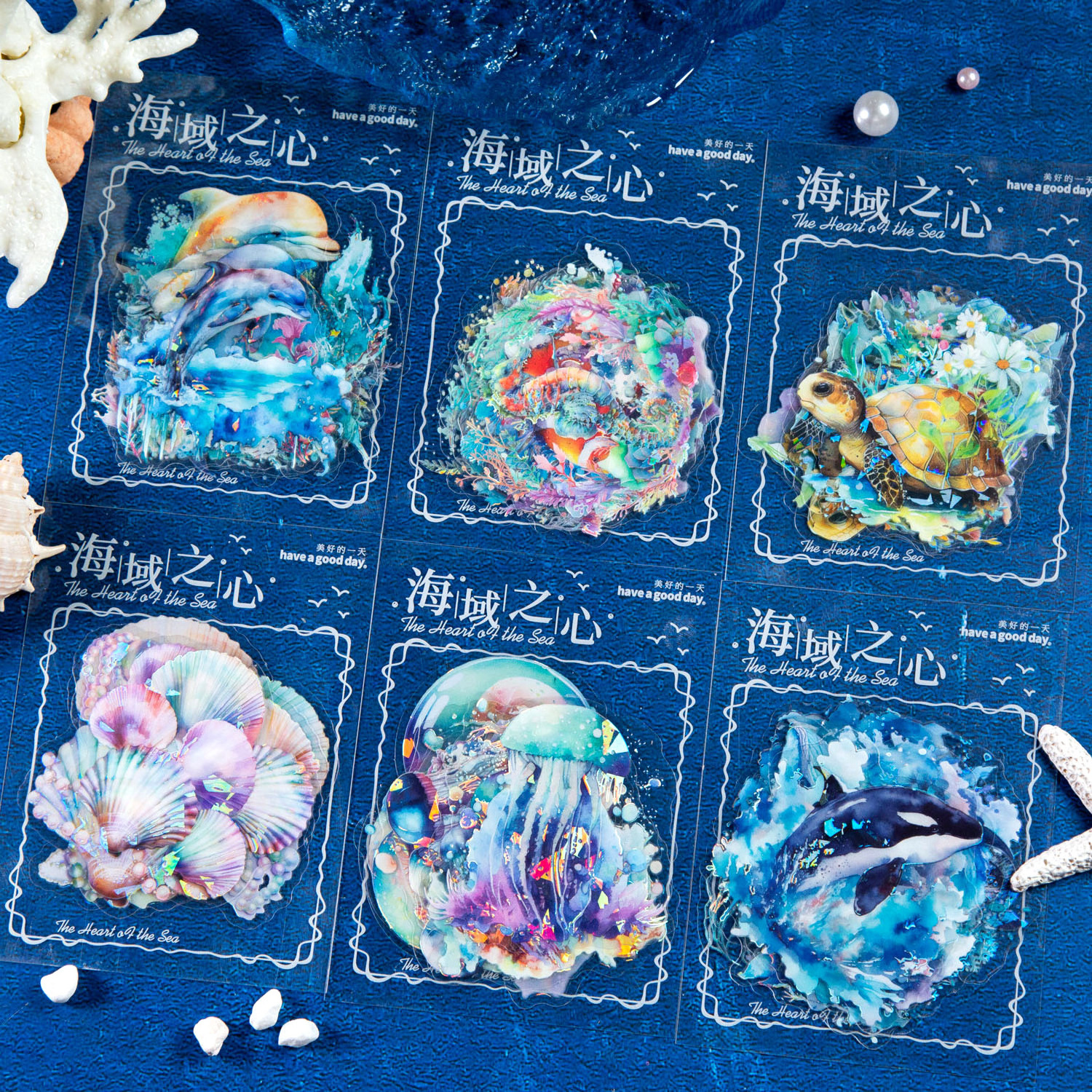 STICKERS PUNK 10 Pcs/pack Holographic Glitter Jellyfish Ocean Life Stickers Transparent Marine Animal Stickers 05119