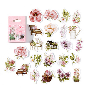 STICKERS PUNK 46 Pcs/box Flower Stickers Pink Roses Decorative Sticker for Scrapbooking Journaling DIY 04552