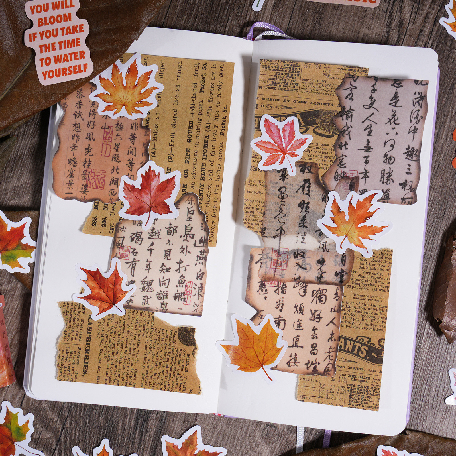 STICKERS PUNK 46 Pcs/box Fall Autumn leaves Stickers Maple Leaves Stickers for Kids Cards Scrapbook Gift ThanksgivingTheme 05068