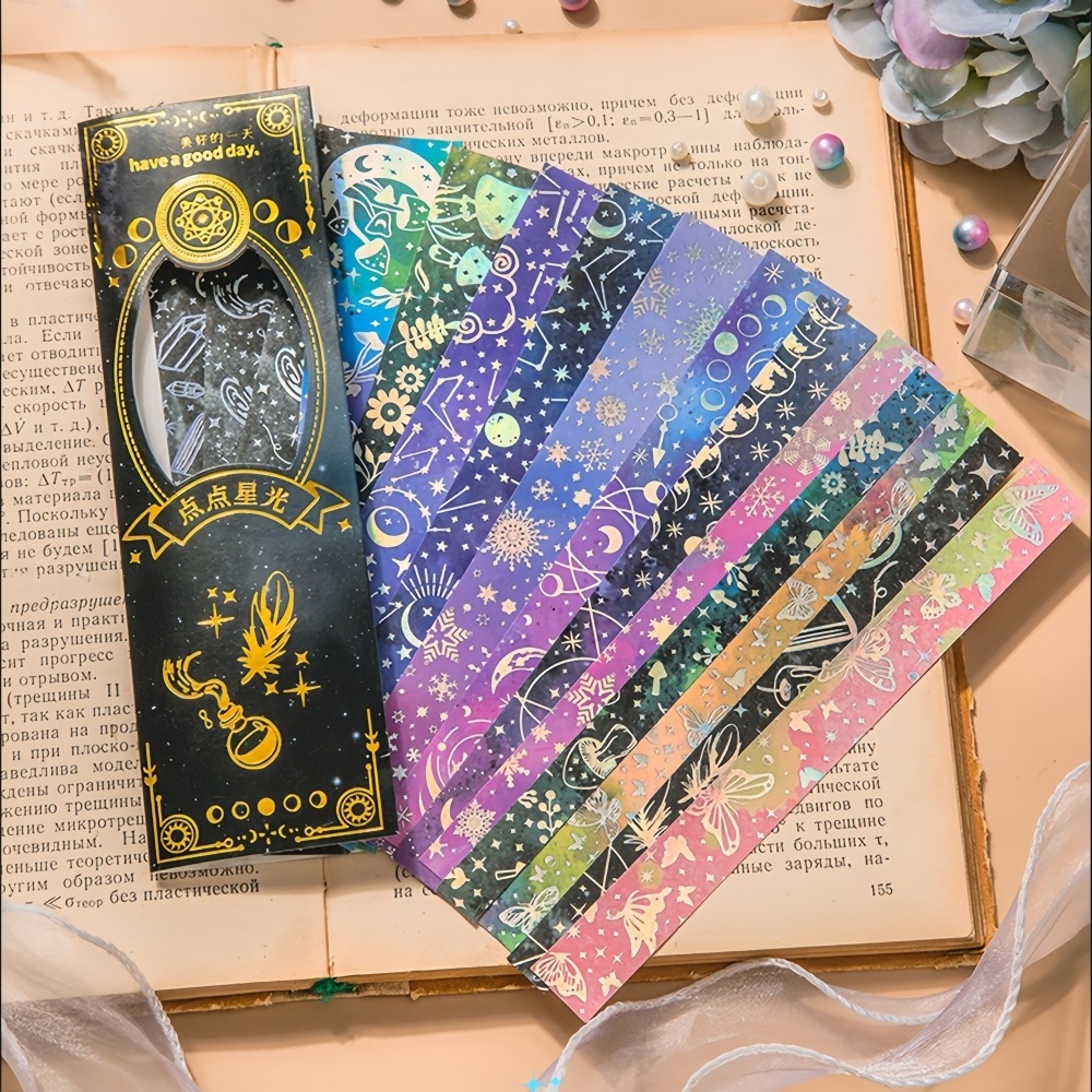 STICKERS PUNK 20 Pcs/pack Planet Holographic Gold Foil Stickers Set Moon Star Scrapbook Planner Sticker for Junk Journal 04593