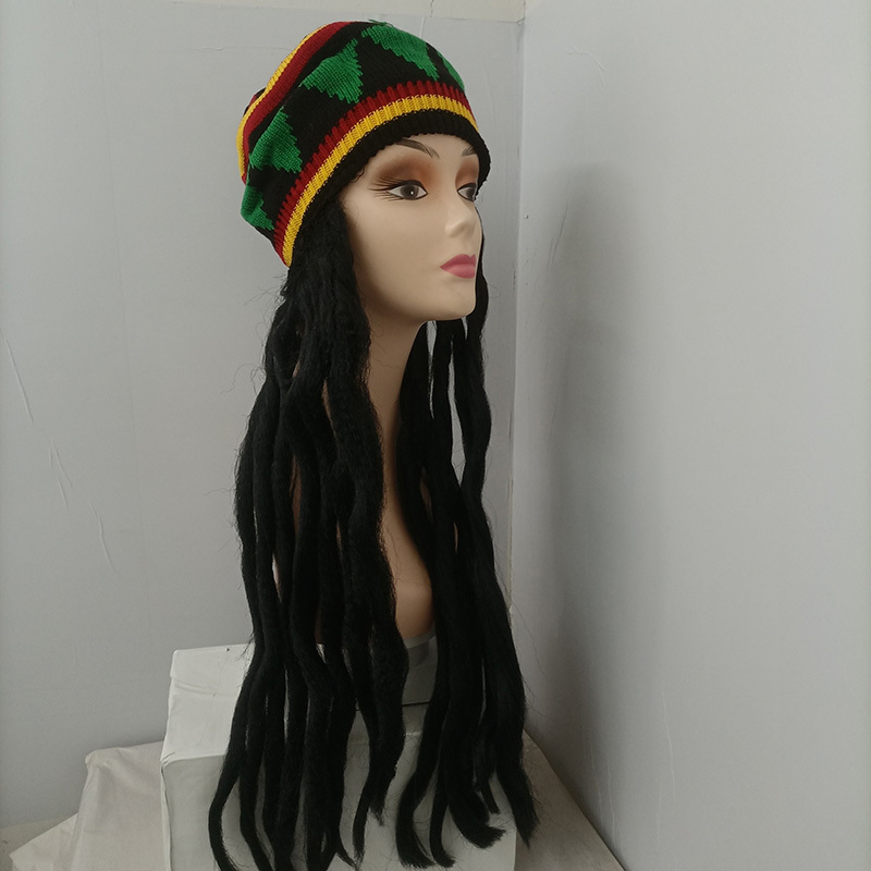 Wholesale 36inch Jamaican Rasta Dreadlock Men Wig Braided Rasta Cosplay Party Hat Wigs For Men Party carnival false braid hats