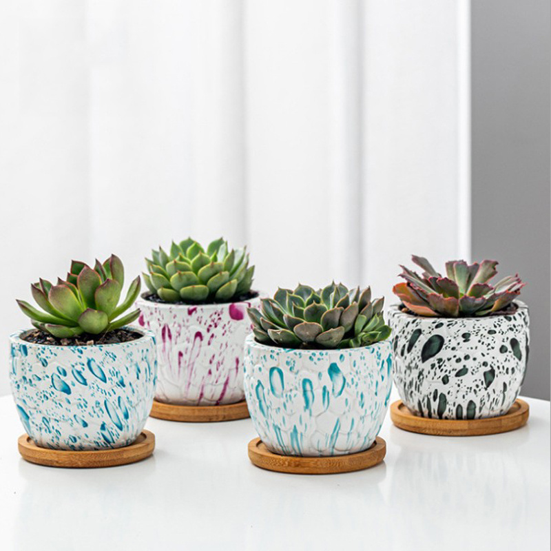 Indoor Pots Marble Ceramic Flower Pot Plant Holder 3 Pcs Set Modern Style Ceramic Vase For Home Decor