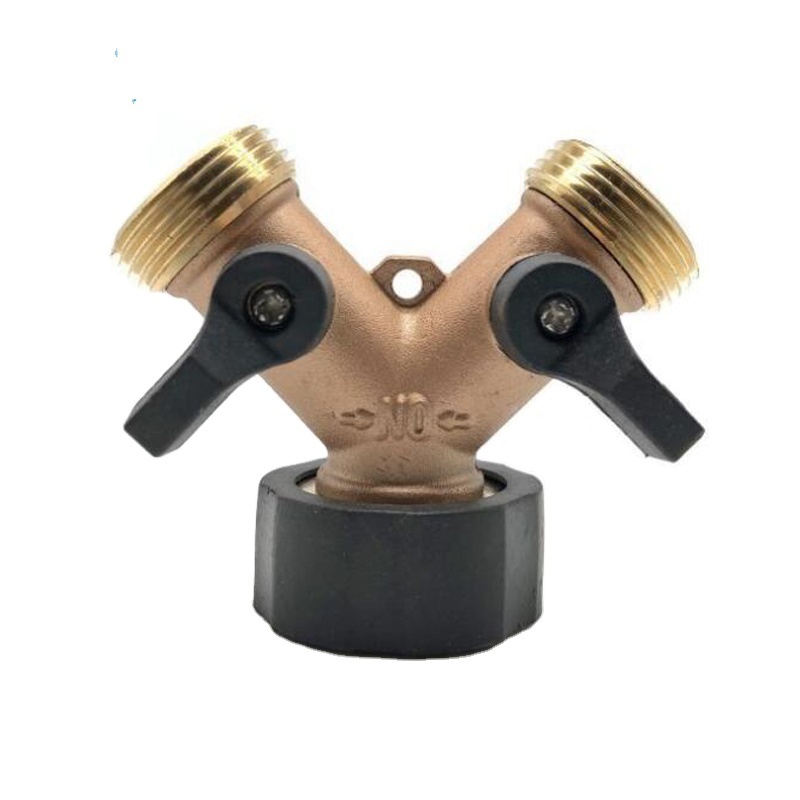 US/EU/Asia Standard 3/4inch Water Pipe Connector Y Shape Valve Faucet Taps 2 Way Copper Garden Hose Splitter