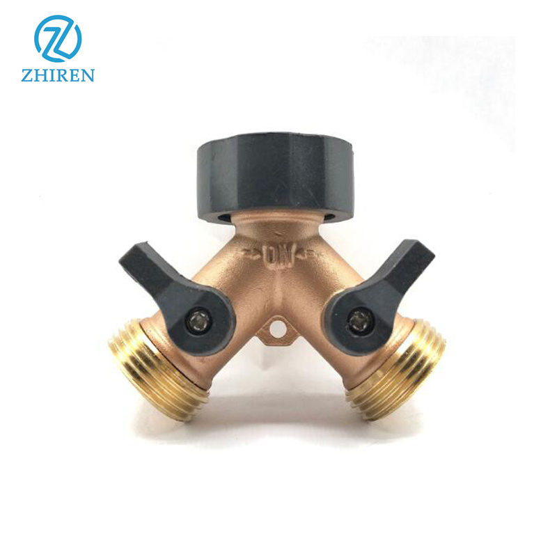 US/EU/Asia Standard 3/4inch Water Pipe Connector Y Shape Valve Faucet Taps 2 Way Copper Garden Hose Splitter