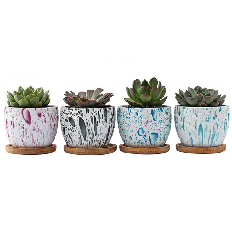 Indoor Pots Marble Ceramic Flower Pot Plant Holder 3 Pcs Set Modern Style Ceramic Vase For Home Decor