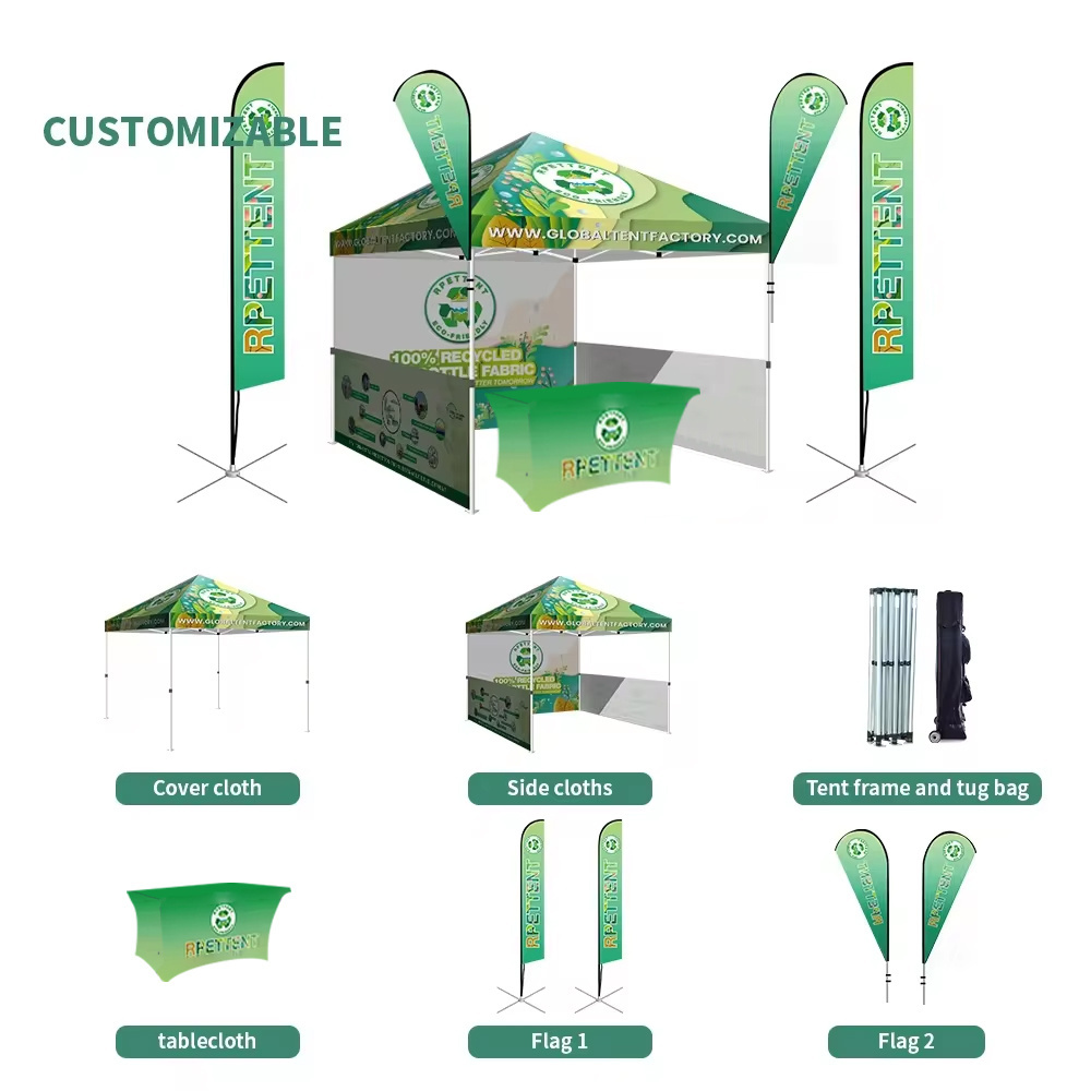 Trade Show Advertising Aluminum Frame Folding Pop Up 3x3 3x6 Canopy Tent With Walls