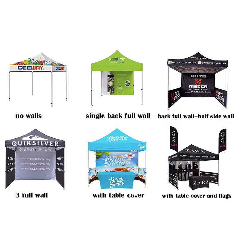 Trade Show Advertising Aluminum Frame Folding Pop Up 3x3 3x6 Canopy Tent With Walls