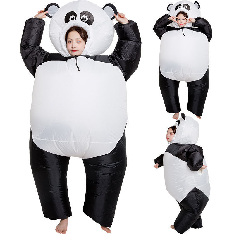 Christmas Party Decoration Giant Cartoon Panda Animal Walking Mascot Adult Inflatable Costume