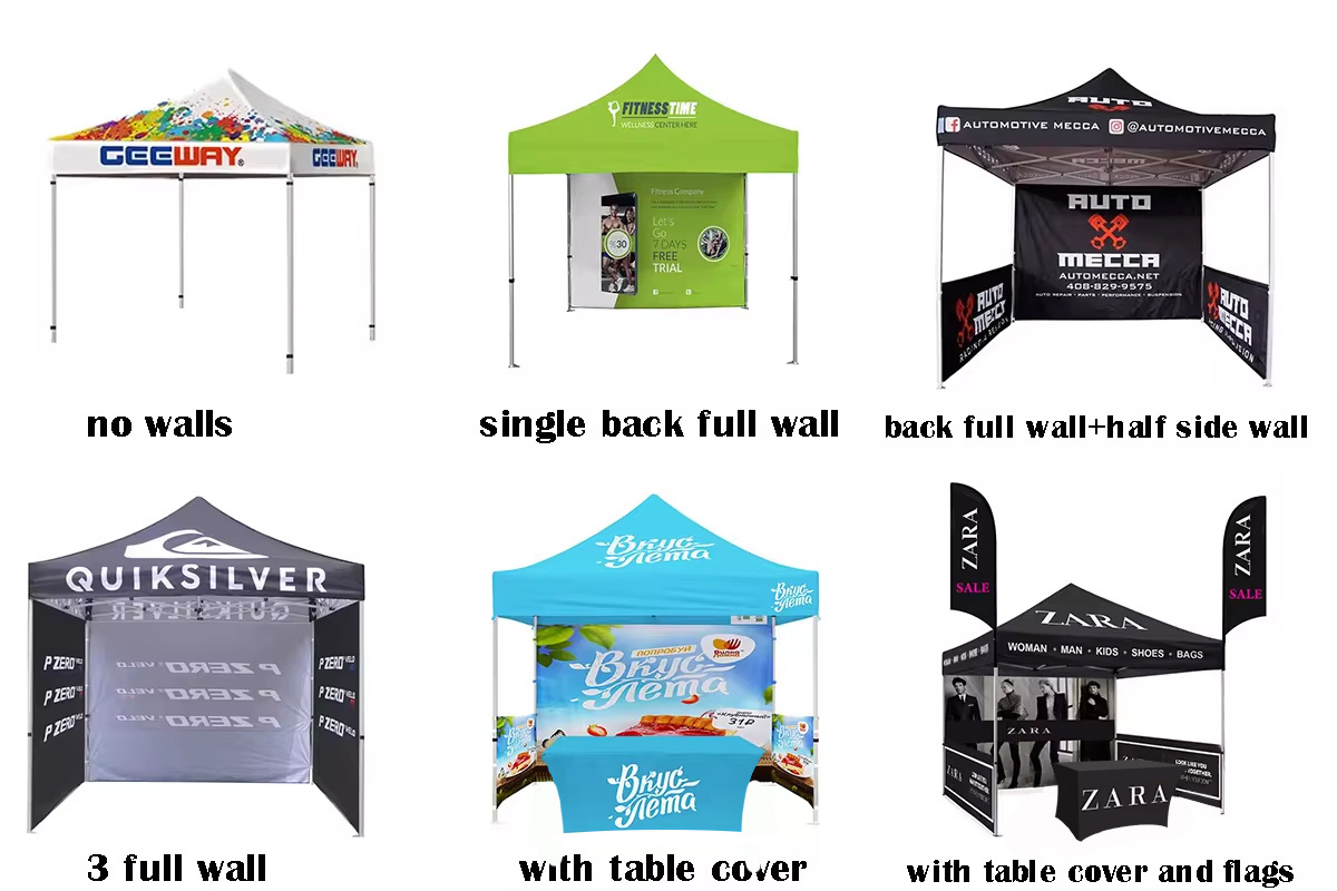 Trade Show Advertising Aluminum Frame Folding Pop Up 3x3 3x6 Canopy Tent With Walls