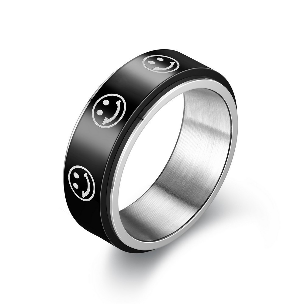 Wholesale Punk Stainless Steel Anxiety Rotatable Ring Men Silver Jewelry