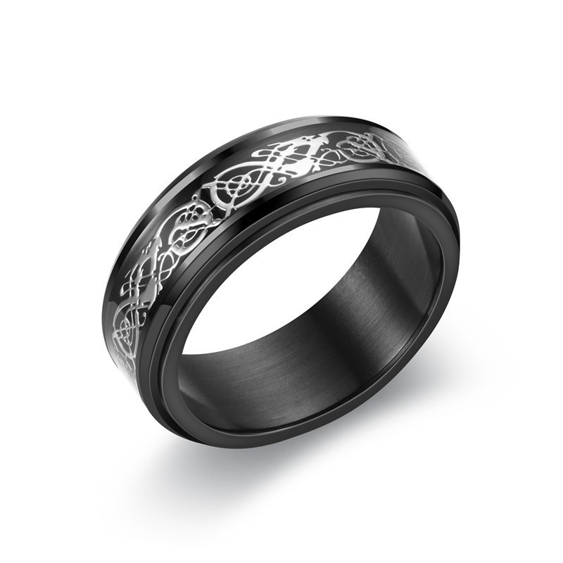 Wholesale Punk Stainless Steel Anxiety Rotatable Ring Men Silver Jewelry