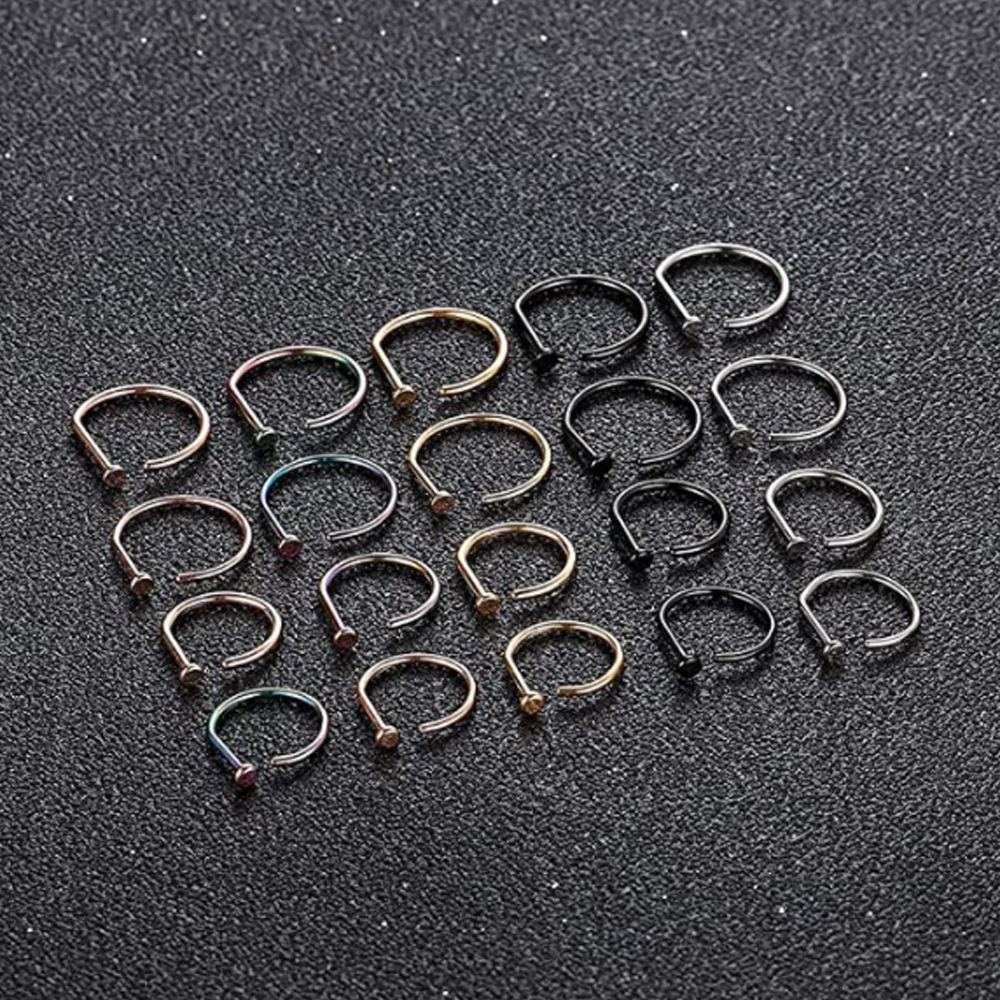 New stainless steel D shaped nose ring Titanium piercing jewelry nose nail nose rings