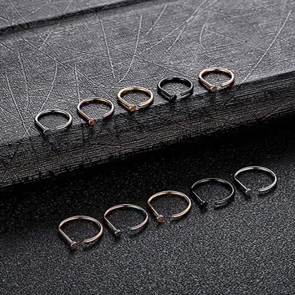 New stainless steel D shaped nose ring Titanium piercing jewelry nose nail nose rings