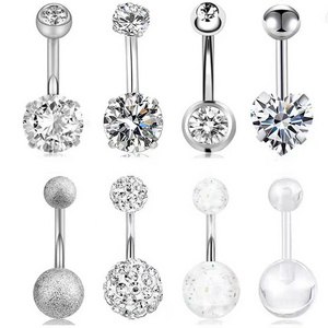 Hot Sale Wholesale Titanium Zircon Navel Belly Button Ring Piercing Jewelry Stainless Steel