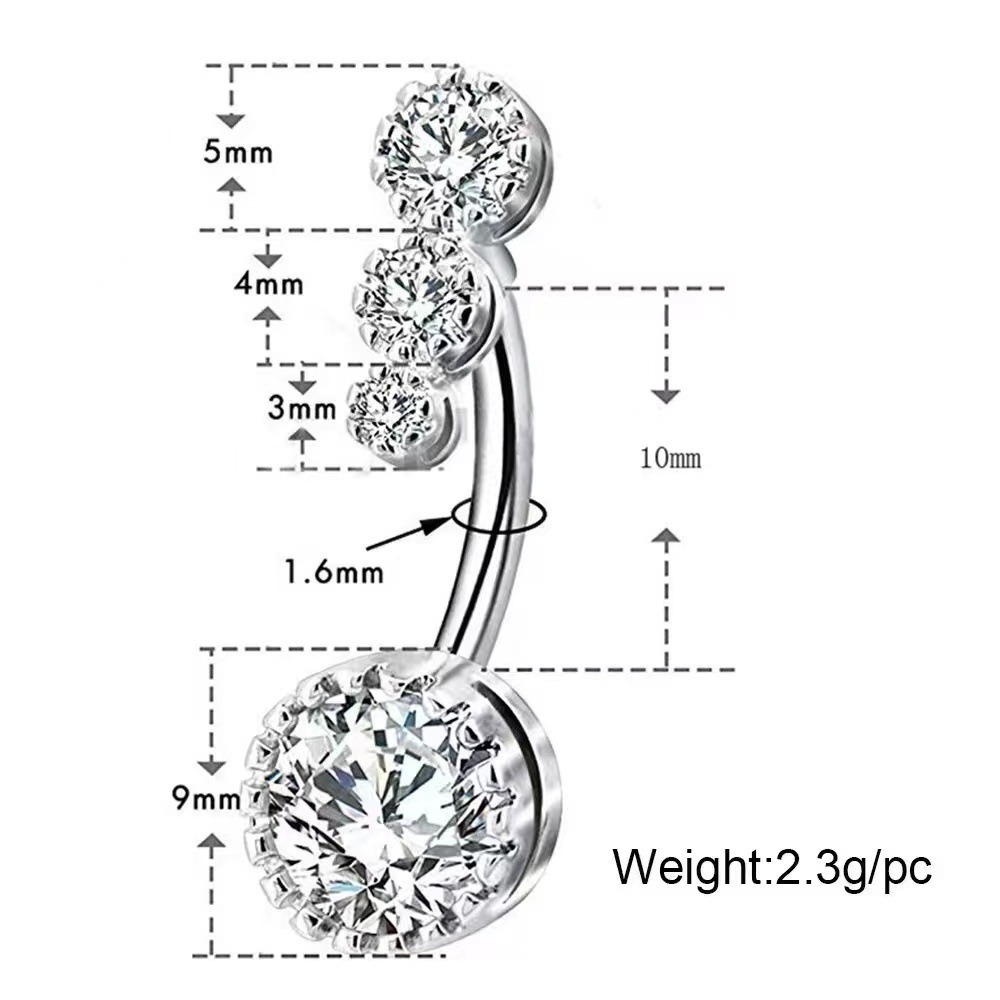 Hot Sale Wholesale Titanium Zircon Navel Belly Button Ring Piercing Jewelry Stainless Steel