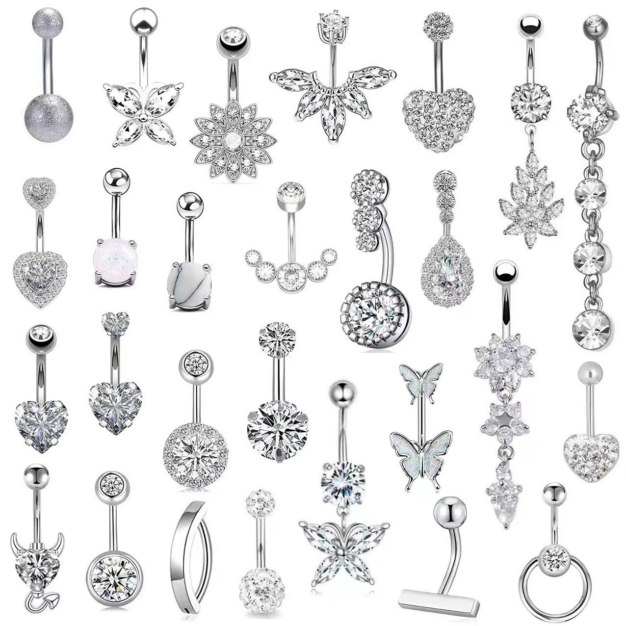 Hot Sale Wholesale Titanium Zircon Navel Belly Button Ring Piercing Jewelry Stainless Steel