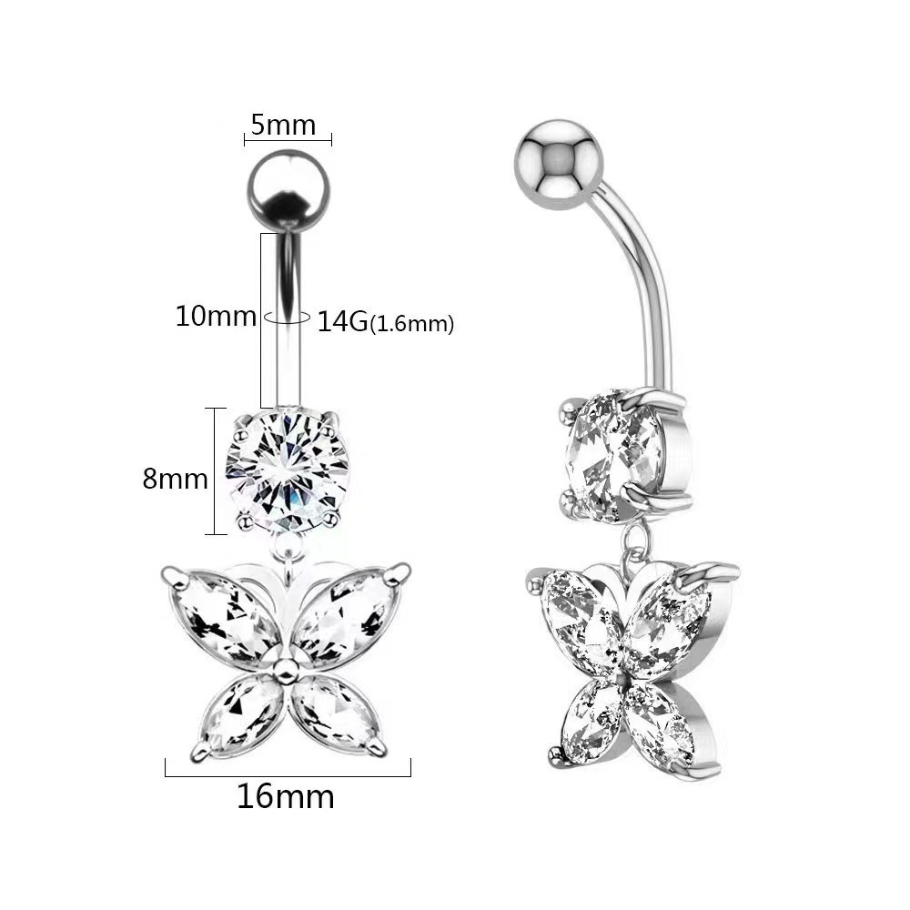 Hot Sale Wholesale Titanium Zircon Navel Belly Button Ring Piercing Jewelry Stainless Steel