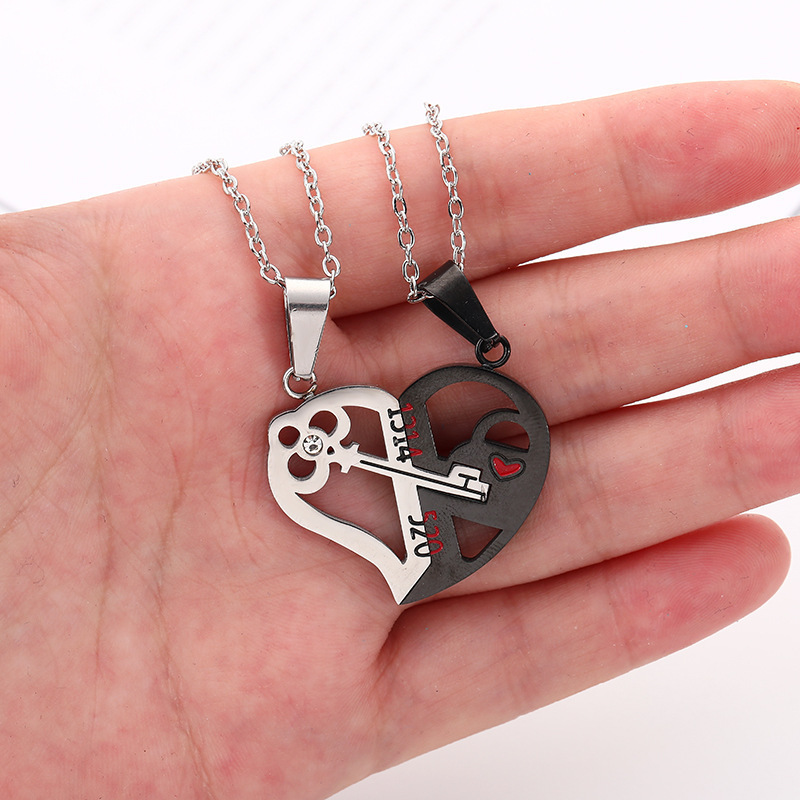 Whosale Valentine's Day 520 Love Necklace Stainless Steel 1314 Custom Letter Heart Key Pendant Necklaces