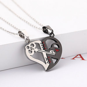 Whosale Valentine's Day 520 Love Necklace Stainless Steel 1314 Custom Letter Heart Key Pendant Necklaces