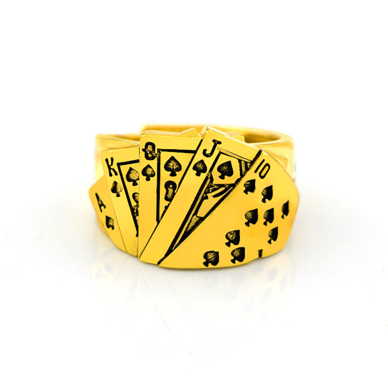 Hip Hop Men Poke Jewelry Playing Cards Shape Vintage Personality Rings