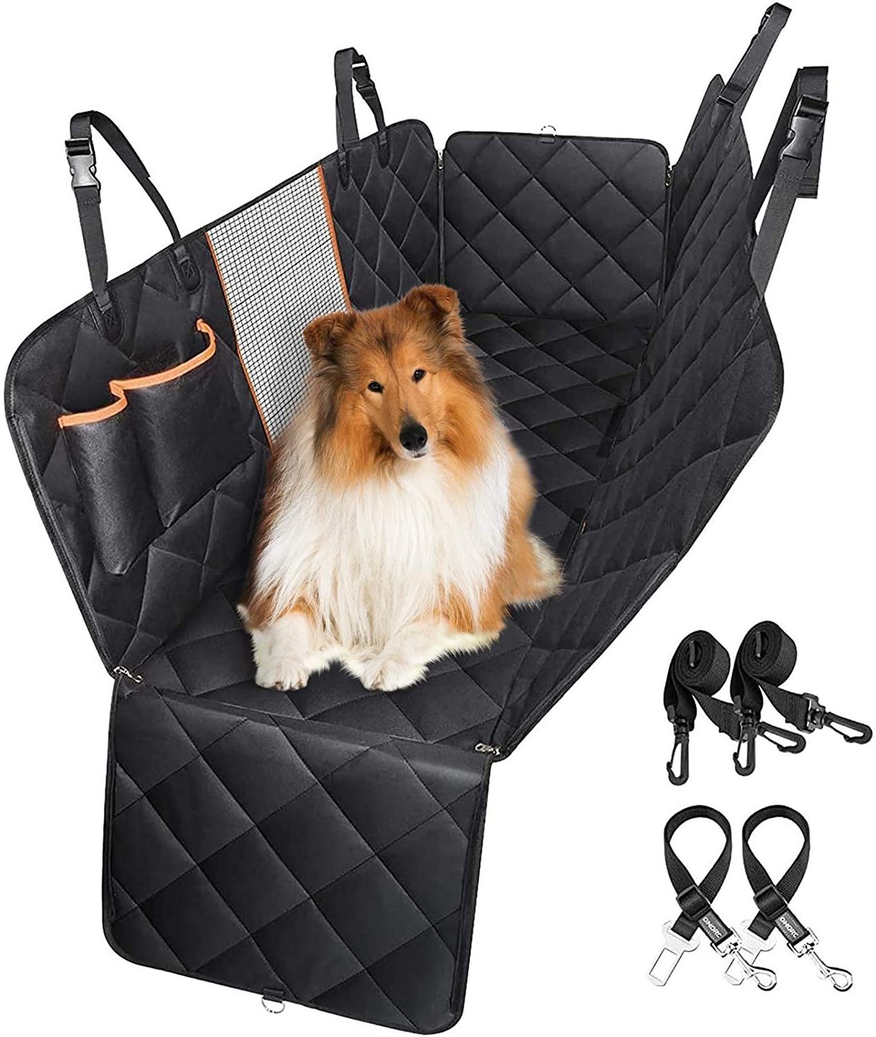 Dog Car Seat Covers for Back Seat of Cars  Waterproof pet  Car Hammock with Mesh Window  for dogs