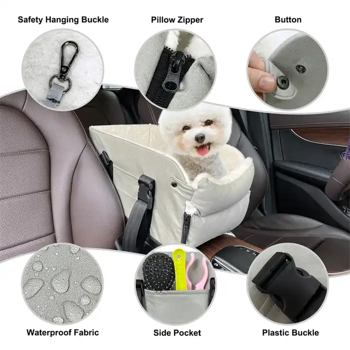 Pet Portable Waterproof Interactive Washable Dog Car Console Armrest Booster Seat Travel Carrier for Travel