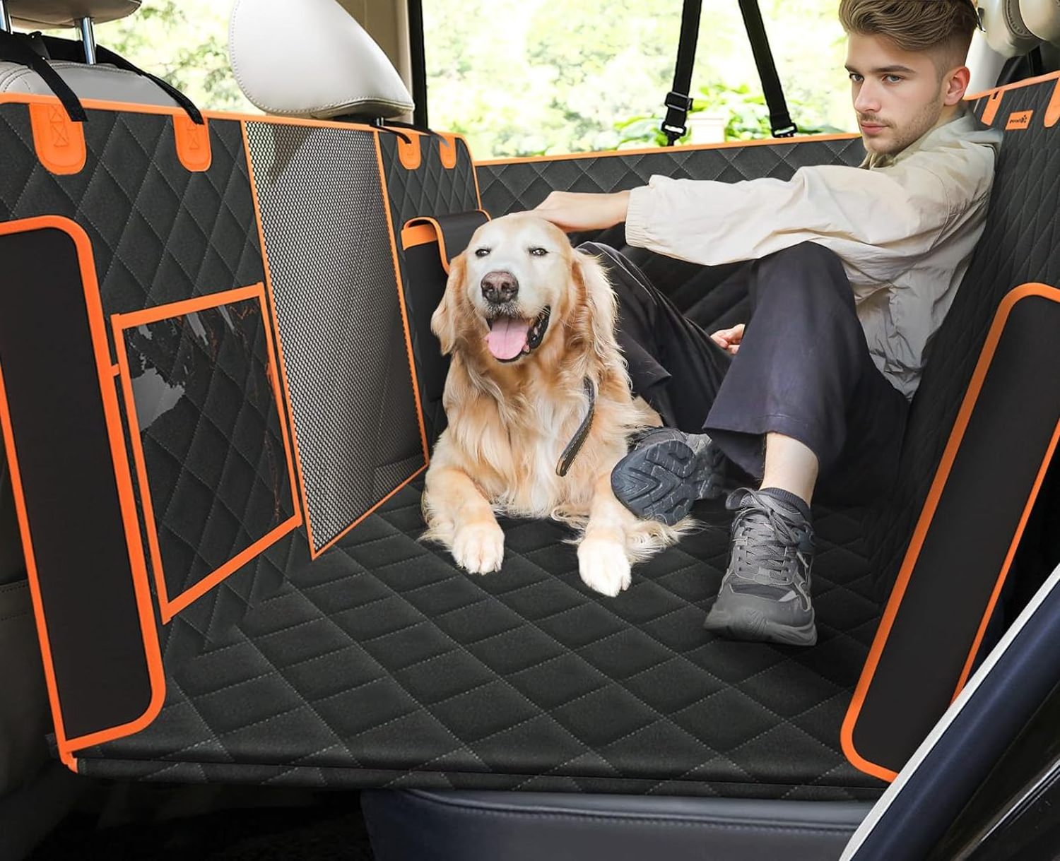 Amazon Hot Selling Waterproof Pet Car Cover Dogs Rear Seats Protector Large Comfortable Hammock for Outside Travel