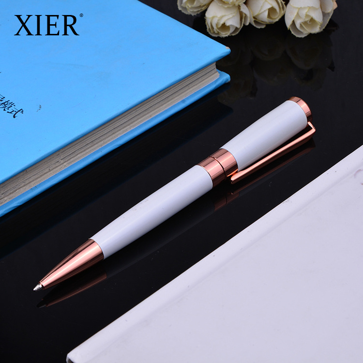 Promotional High Quality Top Level Advertising Private Label White Black Metal Twist Ballpen