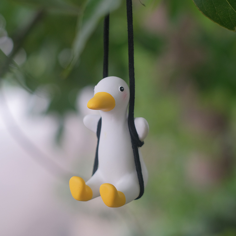 Swing Duck Car Pendant Funny Car Hanging Ornament Car Rear View Mirror Pendant Cute Decoration Swing Duck