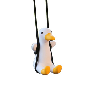 Swing Duck Car Pendant Funny Car Hanging Ornament Car Rear View Mirror Pendant Cute Decoration Swing Duck