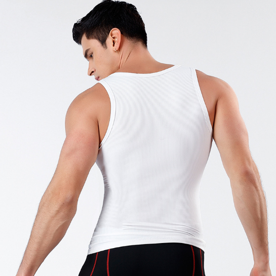 China factory wholesale new summer men's breathable fitness top threaded body shaping vest