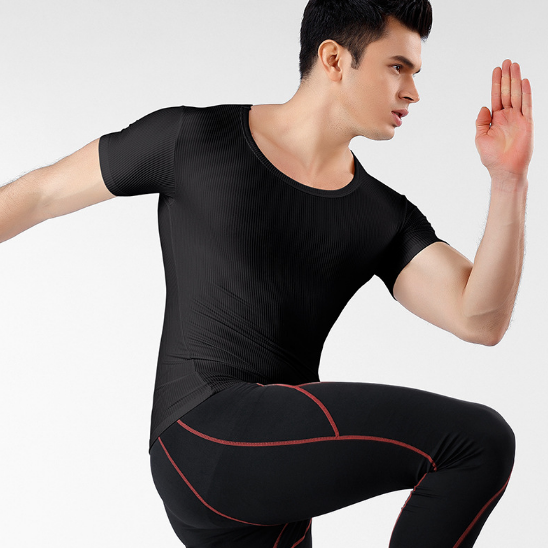 China factory wholesale new summer men's breathable fitness top threaded body shaping vest