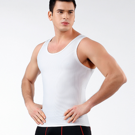 China factory wholesale new summer men's breathable fitness top threaded body shaping vest