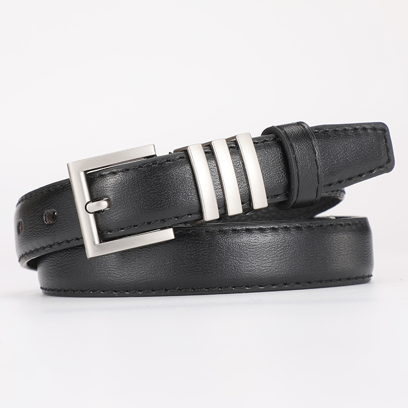 Wholesale Fashion Three Metal Loops Woman Plain Belt Leather Lady Belts For Women Alloy Buckle Belts