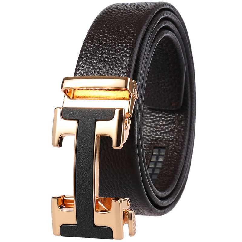 New men's real cow leather belt automatic buckle belt fashionable and beautiful trend strong and durable for men