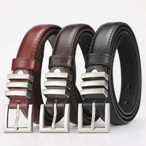 Wholesale Fashion Three Metal Loops Woman Plain Belt Leather Lady Belts For Women Alloy Buckle Belts