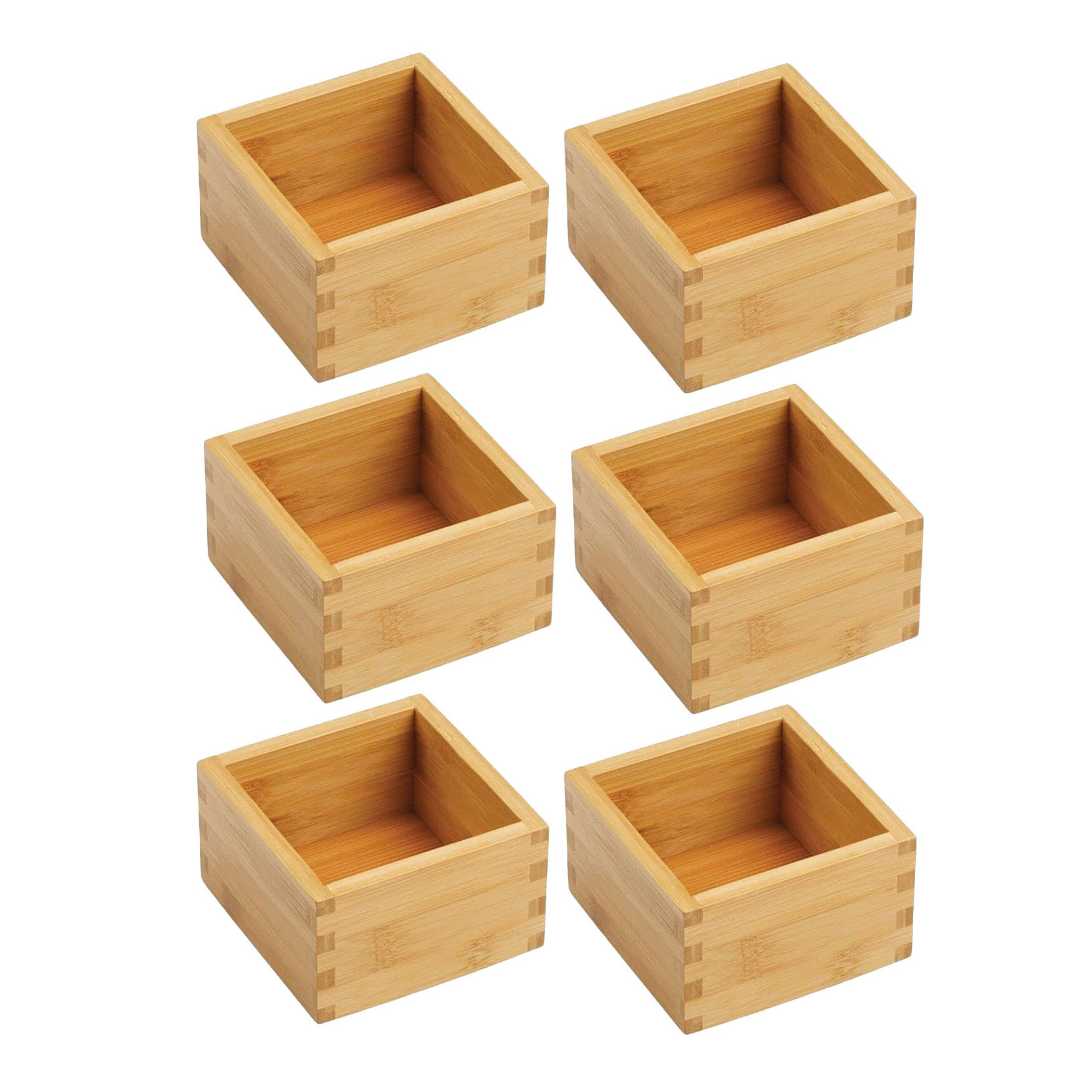 Square Bamboo Storage Bin Container Drawer Organizer Crate Boxes for Kitchen Pantry Cabinet Shelf Organizer box