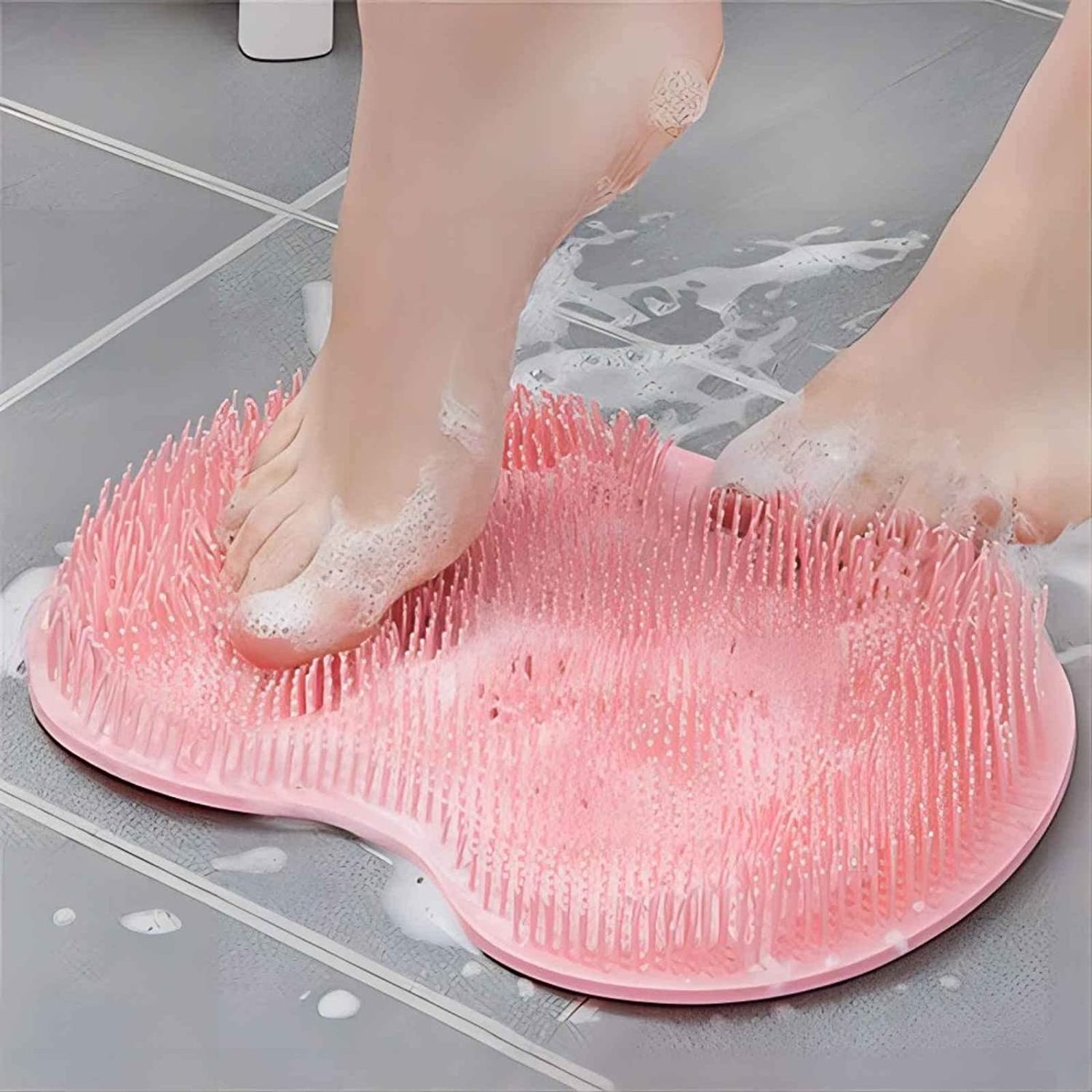 Silicone Bath Massage Pad Shower Foot Back Scrubber Silicone Bath Massage Cushion Brush with Suction Cups