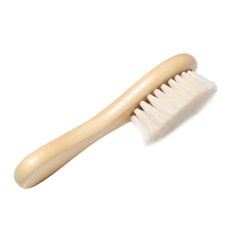 High quality soft hair brush baby wooden wool bristle small goat baby hair brush and comb for new baby care