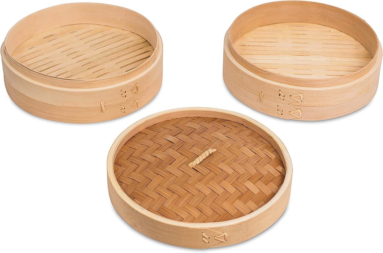 bamboo steamer basket with stainless steel ring