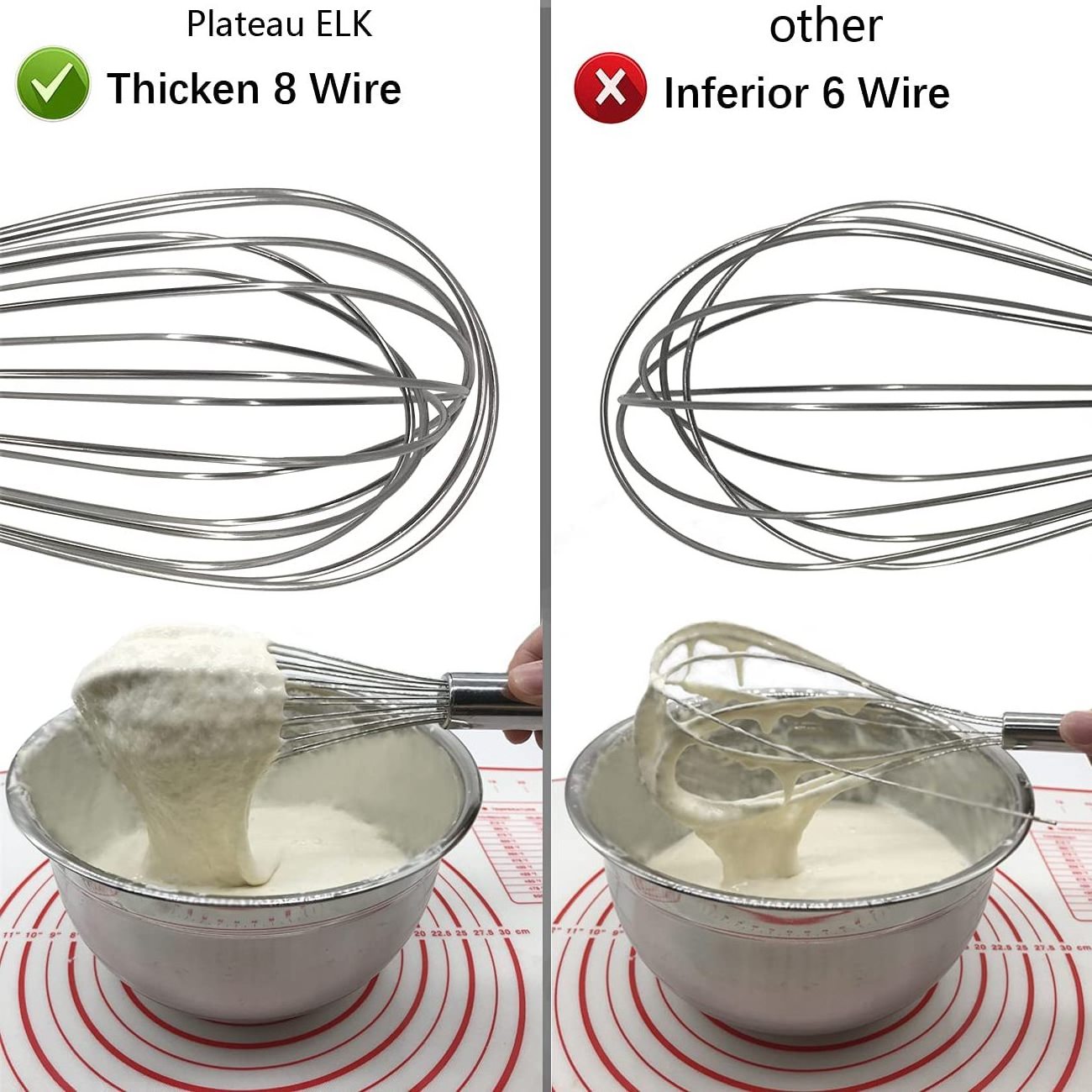 Whisks for Cooking 3 Pack Stainless Steel Whisk for Blending Whisking Beating and Stirring Enhanced Version Balloon Wire